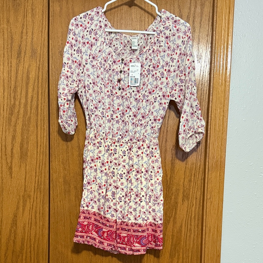 Forever 21 Floral Mini Dress with Red and Pink Accents